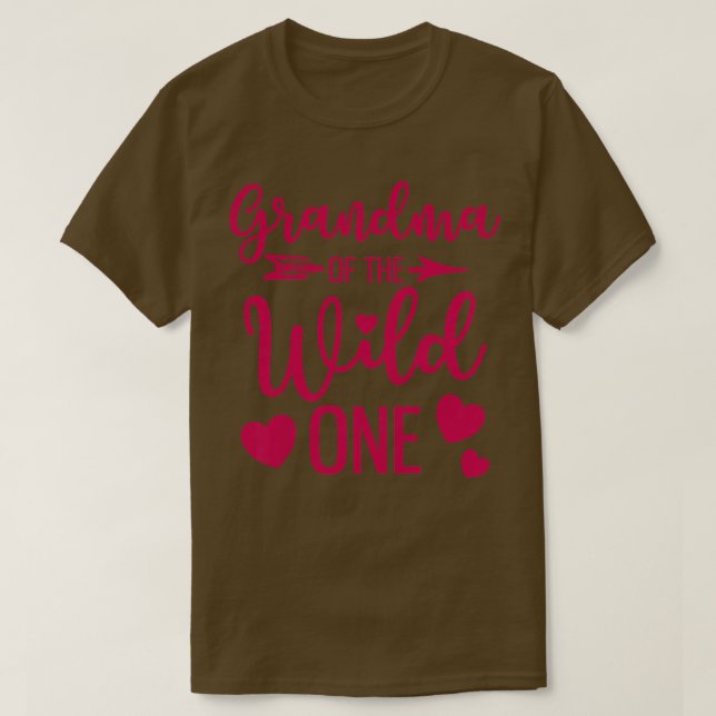 Womens Grandma Of The Wild One Grandkid Funny Gran T-Shirt (Design Front)