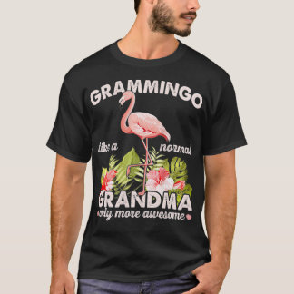 Womens Grandma Pink Flamingo Mother's Day Floral C T-Shirt