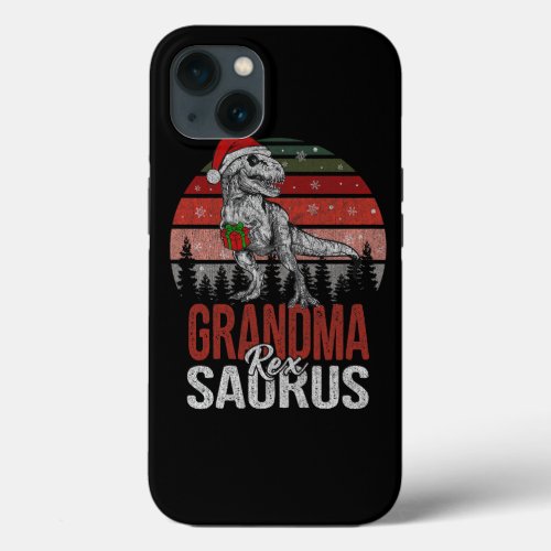 Womens Grandma T Rex Matching Family Christmas Din iPhone 13 Case