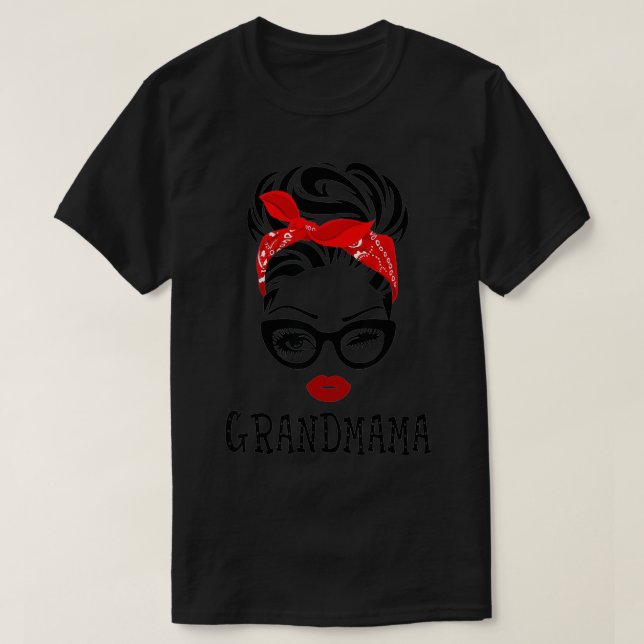 Womens GRANDMAMA Wink Eye Woman Face Gift for GRAN T-Shirt (Design Front)