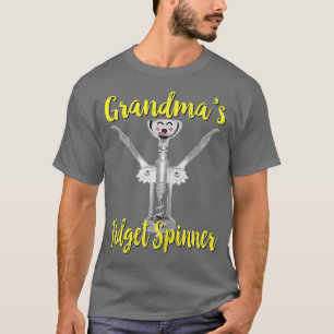 Womens Grandma's Fidget Spinner Wine Corkscrew Fun T-Shirt