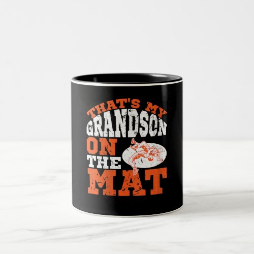 Womens Grandson Wrestling Proud Lover Gift Two_Tone Coffee Mug