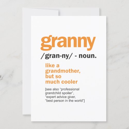 Womens Granny Definition Grandma Gift Invitation