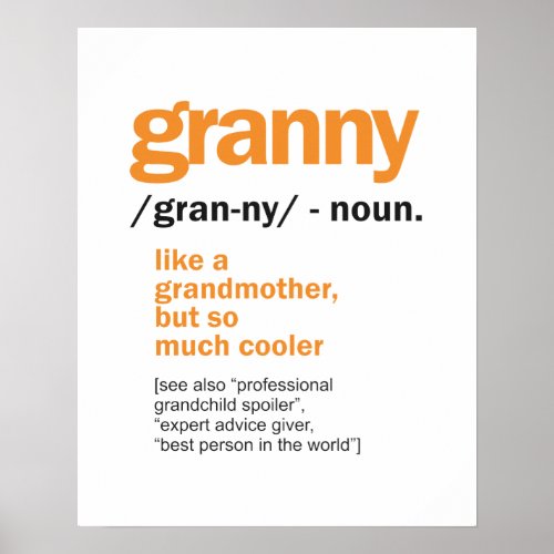 Womens Granny Definition Grandma Gift Poster