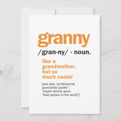Womens Granny Definition Grandma Gift Thank You Card