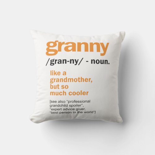 Womens Granny Definition Grandma Gift Throw Pillow