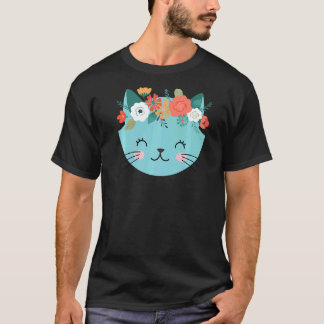 Women's Graphic Cat Mom Garden Flowers Cat T-Shirt