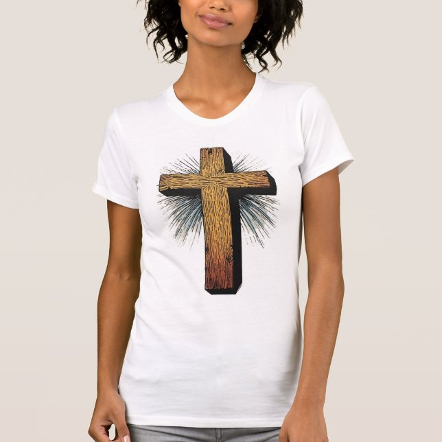 Women's Graphic Christian Cross Tee Shirt (Front)