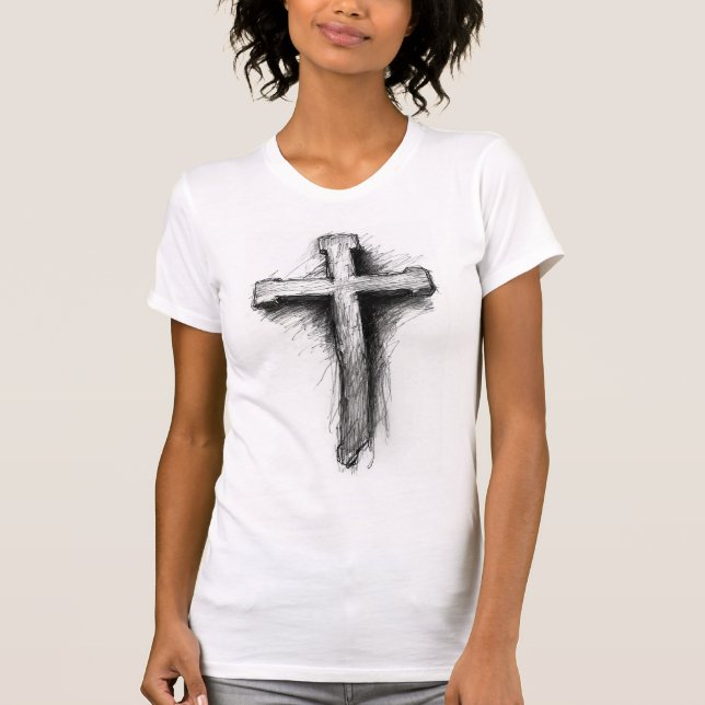 Women's Graphic Christian Cross Tee Shirt (Front)