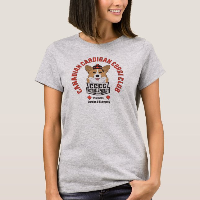 Women's Gray Canadian Cardigan Corgi Club     T-Shirt (Front)
