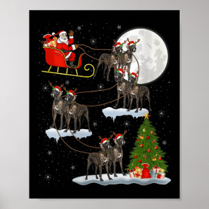 Womens Great Dane Dog Santa Sleigh Flying Funny Ma Poster