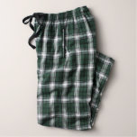 Women&#39;s Green And White Flannel Pajama Bottoms at Zazzle