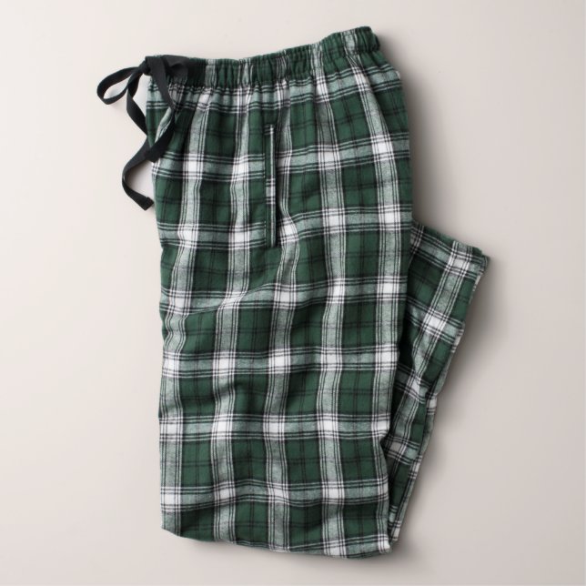 Women's Green and White Flannel Pajama Bottoms (Adult)