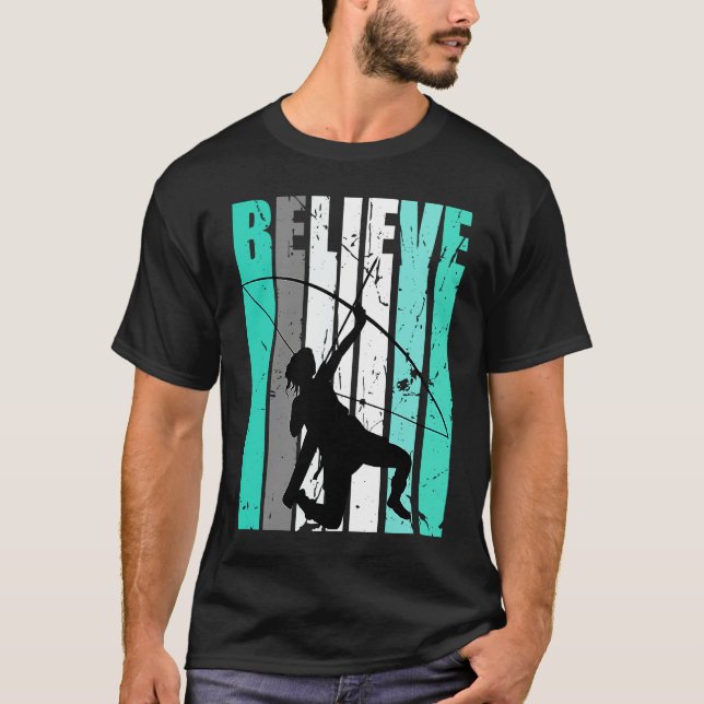 Womens Green Believe Archery Archer Bow Arrow Turq T-Shirt (Front)