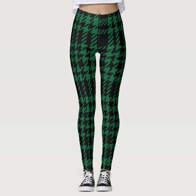 Women's Green/Black Plaid Leggings (Front)