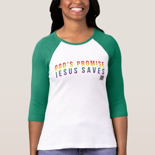 Womens Green Raglan Shirt God Prom Jesus Saves