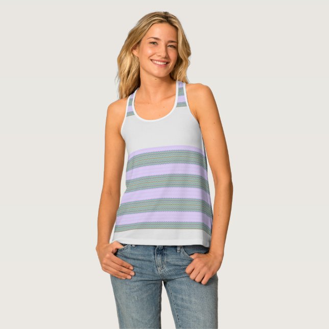 Women's Grey And Green Thatch Tank Top (Front Full)