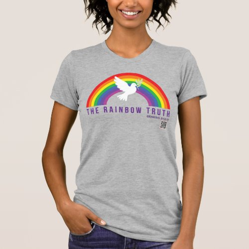Womens Grey T_Shirt Rainbow Truth Dove