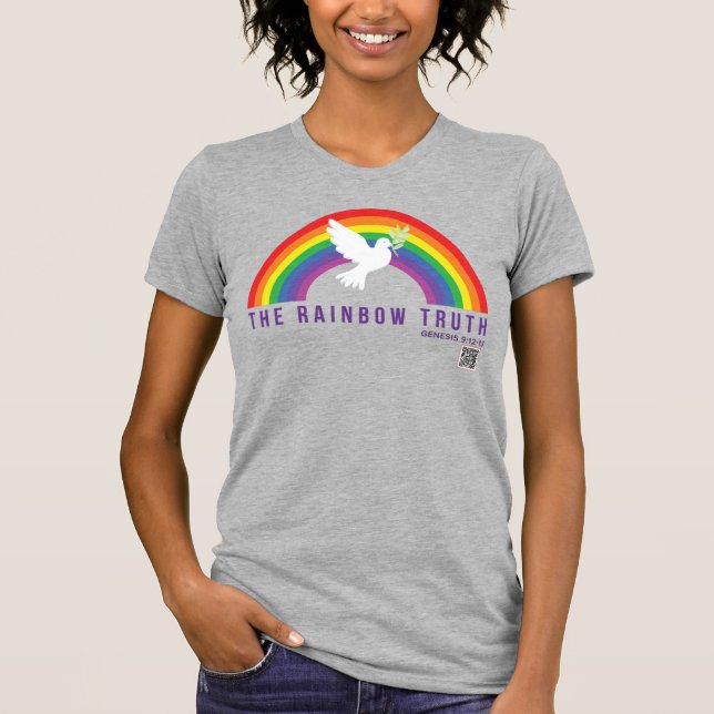 Women's Grey T-Shirt Rainbow Truth Dove (Front)
