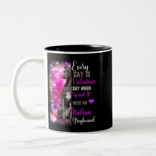 Womens Greyhound Mom Funny Valentines Day Dog Love Two_Tone Coffee Mug