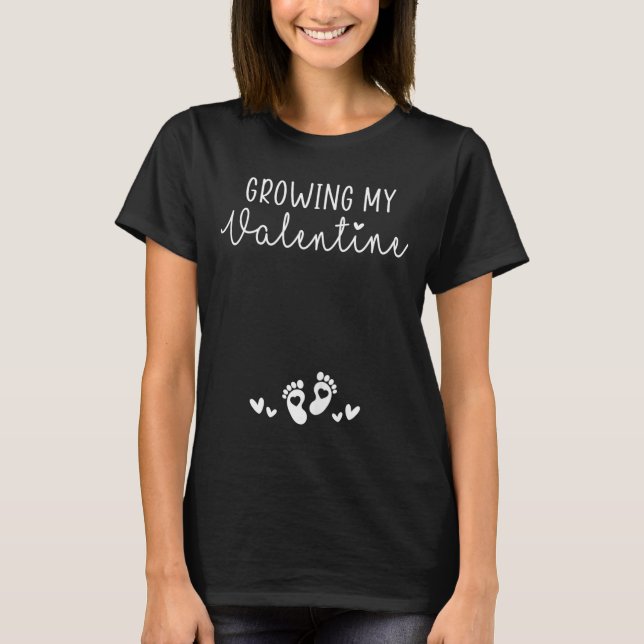 Womens Growing My Valentine Pregnancy New Mom Vale T-Shirt (Front)