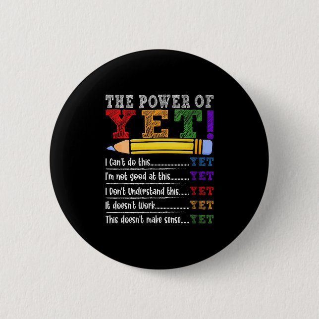 Womens Growth Mindset Teacher Motivational Sitive  Button (Front)