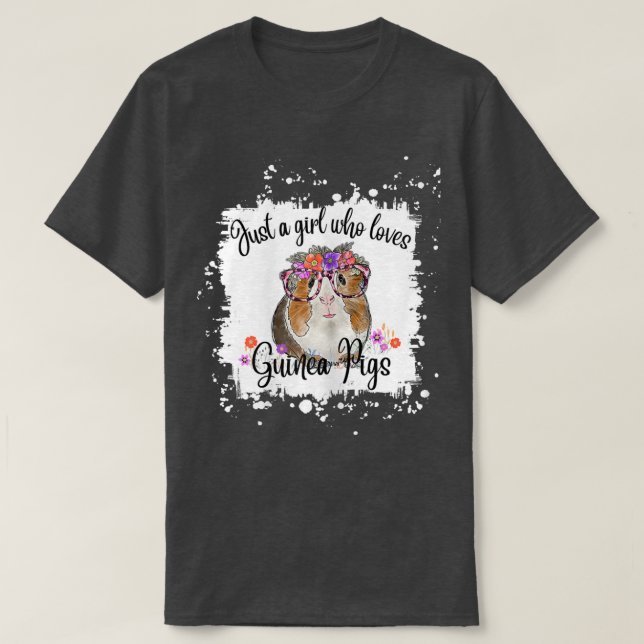 Womens Guinea Pig With Glasses Flowers, Adorable G T-Shirt (Design Front)