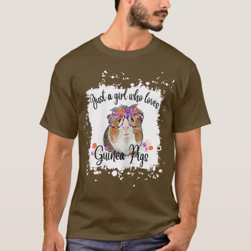Womens Guinea Pig With Glasses Flowers Adorable G T_Shirt
