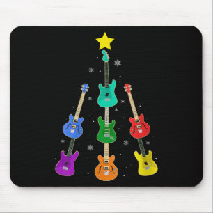 Womens Guitar Christmas Tree Musical Guitar Lovers Mouse Pad