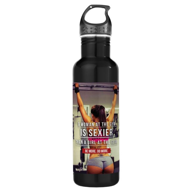 Women's Gym Workout Motivational Stainless Steel Water Bottle (Front)