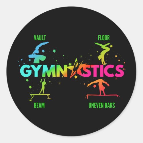 Womens Gymnastics Bars Beam Vault Floor Classic Round Sticker