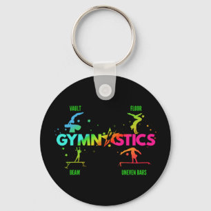 Women's Gymnastics Bars Beam Vault Floor Keychain