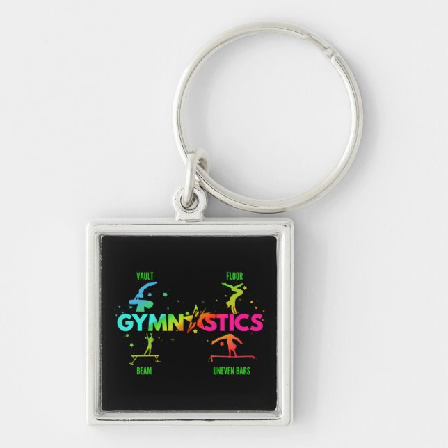 Women's Gymnastics Bars Beam Vault Floor Keychain (Front)