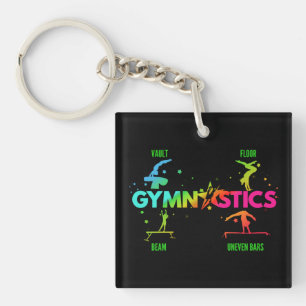 Women's Gymnastics Bars Beam Vault Floor Keychain