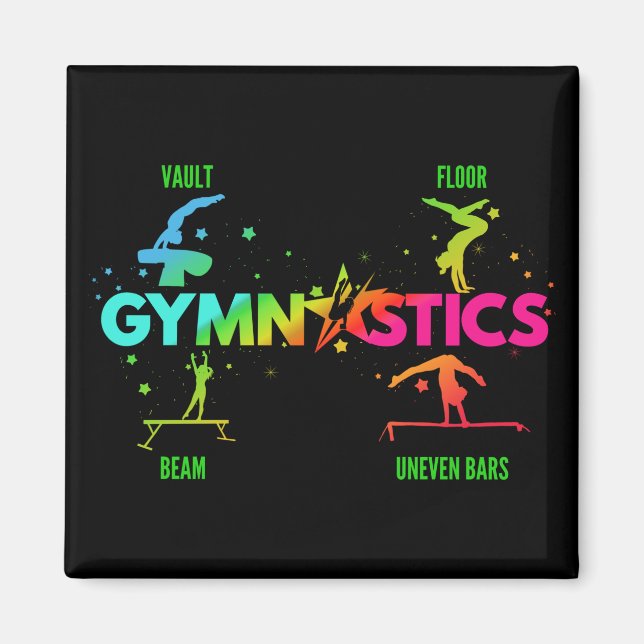 Women's Gymnastics Bars Beam Vault Floor Magnet (Front)
