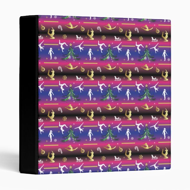 Women's Gymnastics Christmas Tree 3 Ring Binder (Front/Spine)