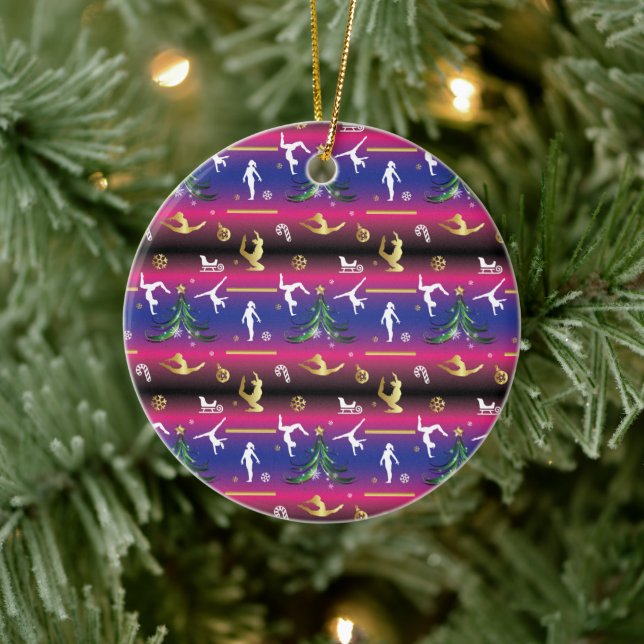 Women's Gymnastics Christmas Tree Ceramic Ornament (Tree)