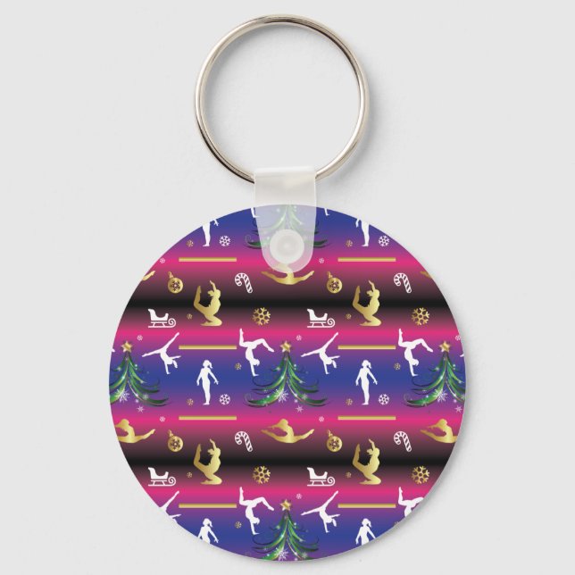 Women's Gymnastics Christmas Tree Keychain (Front)