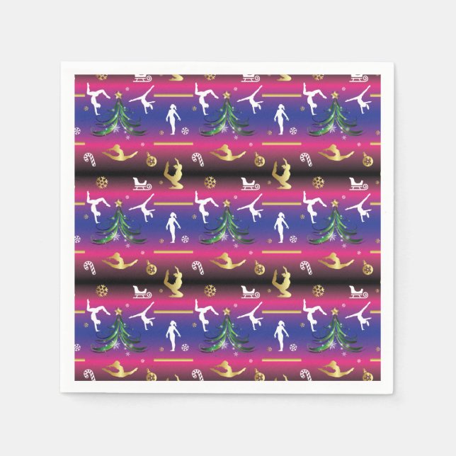 Women's Gymnastics Christmas Tree Napkins (Front)