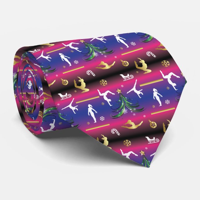 Women's Gymnastics Christmas Tree Neck Tie (Rolled)