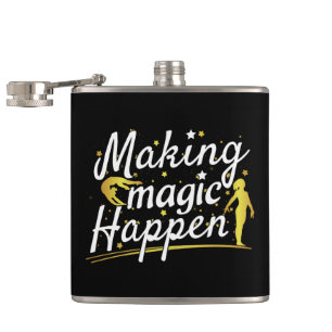 Women's Gymnastics Making Magic Happen Quote Flask
