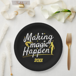 Women's Gymnastics Making Magic Happen Quote Paper Plates