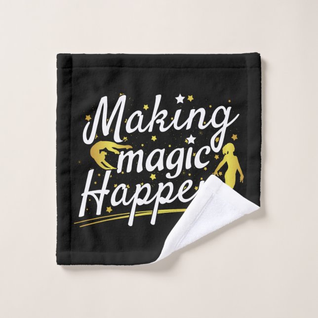 Women's Gymnastics Making Magic Happen Quote Wash Cloth (Wash Cloth)