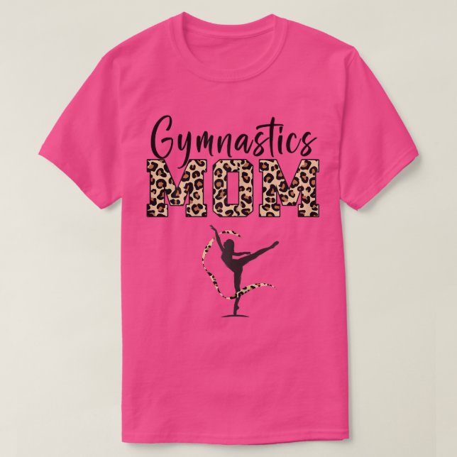 Womens Gymnastics Mom Leopard Print Womens Proud G T-Shirt (Design Front)