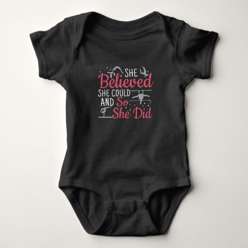 Womens Gymnastics _ She Believed She Could Baby Bodysuit