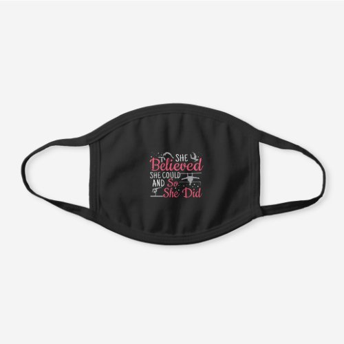 Womens Gymnastics _ She Believed She Could Black Cotton Face Mask
