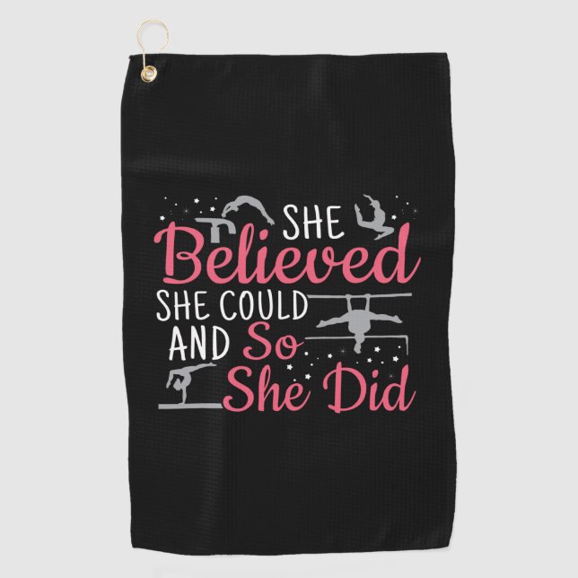 Women's Gymnastics - She Believed She Could Golf Towel (Front)