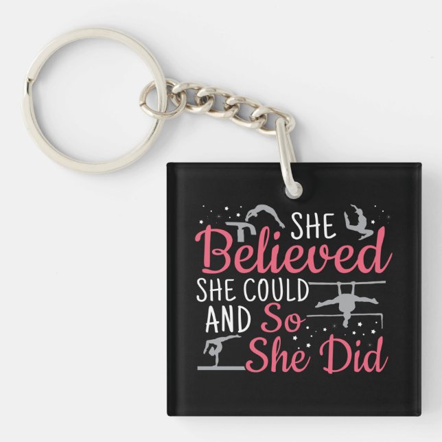 Women's Gymnastics - She Believed She Could Keychain (Front)