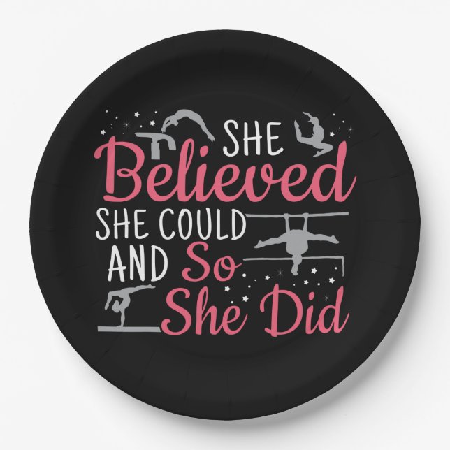 Women's Gymnastics - She Believed She Could Paper Plates (Front)