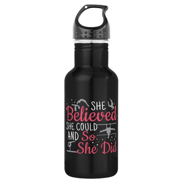 Women's Gymnastics - She Believed She Could Stainless Steel Water Bottle (Front)